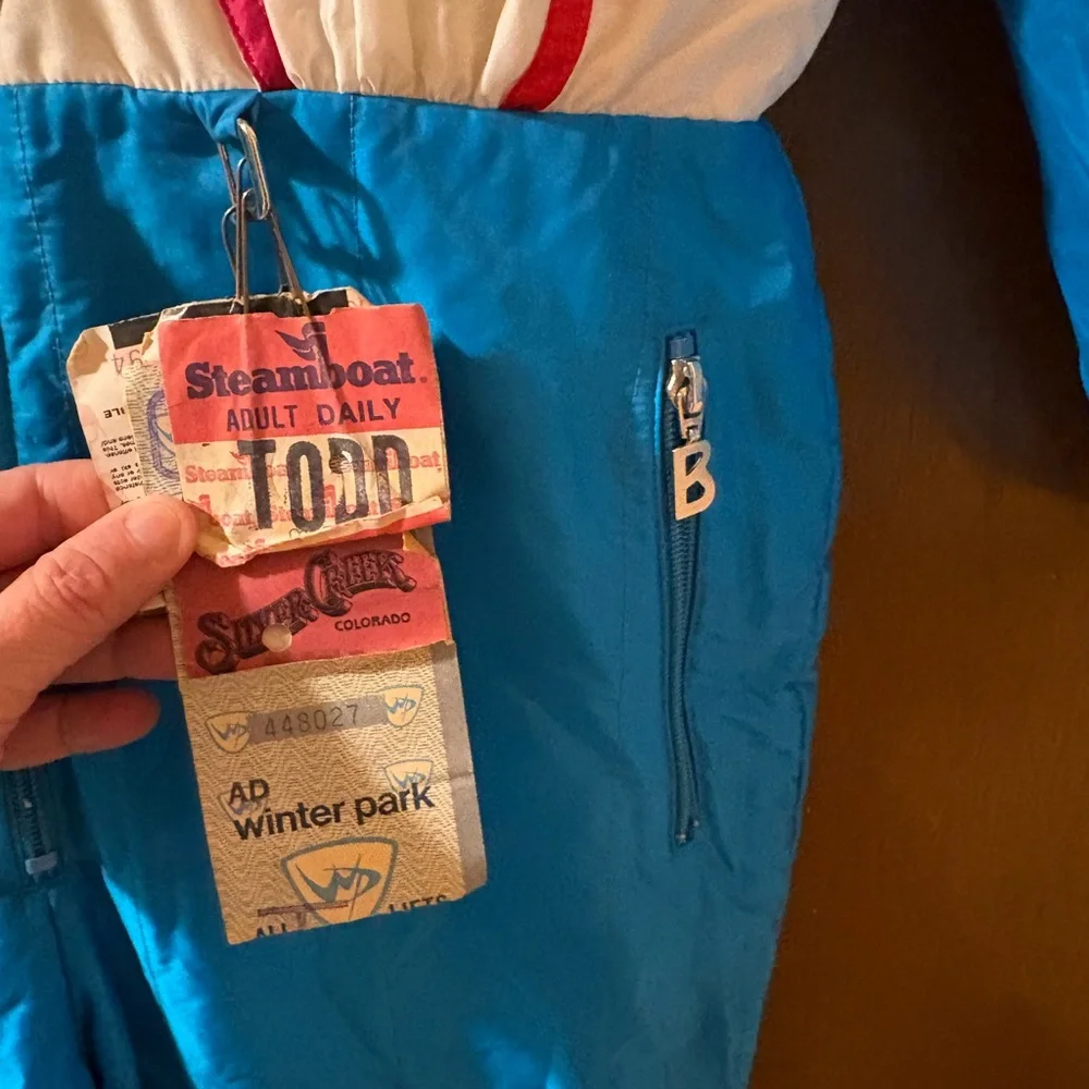 Bogner vintage white & blue rainbow 80s ski snowsuit - Picture 7 of 10